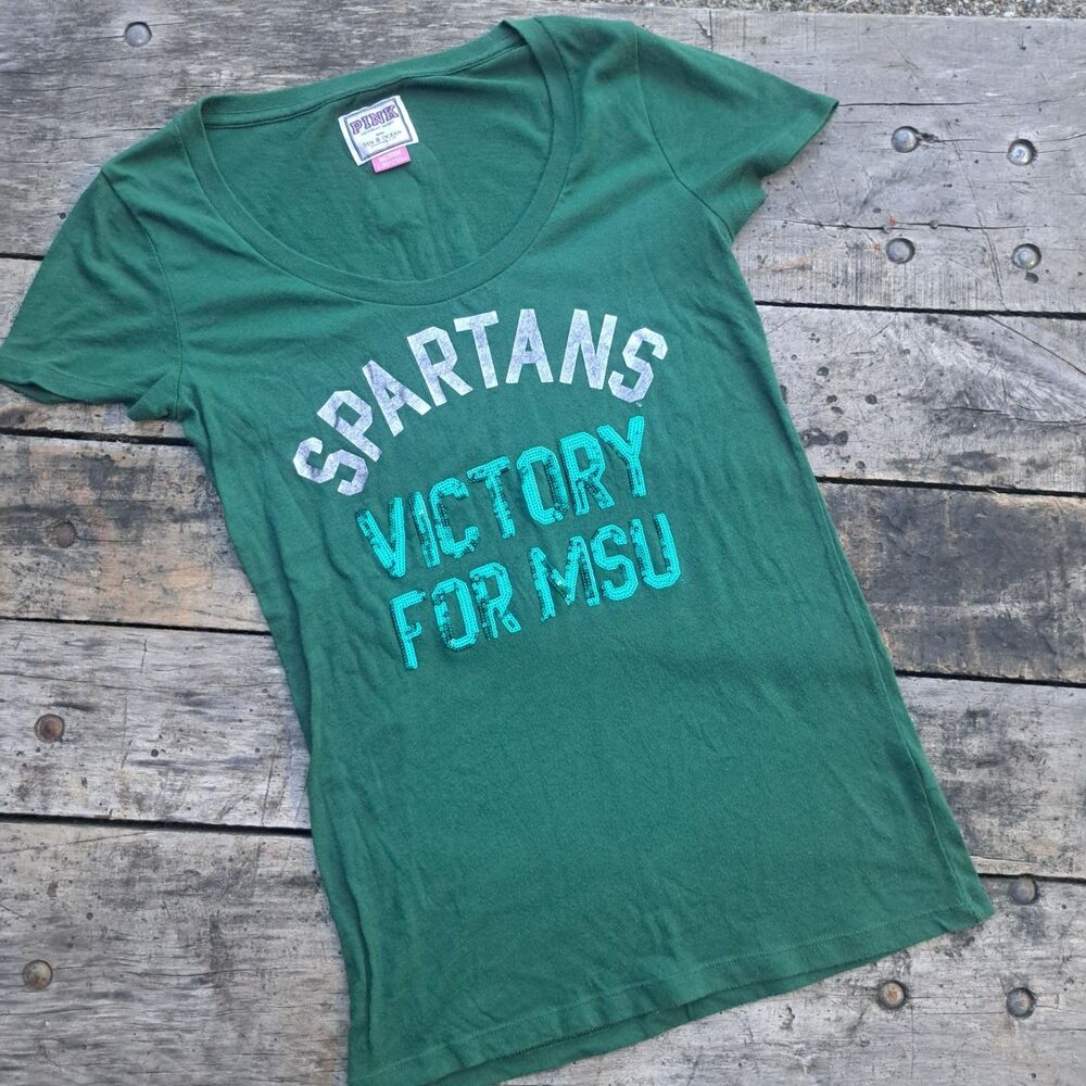 Victoria’s Secret Y2k PINK MSU Michigan State Spartans T-Shirt Womens Medium